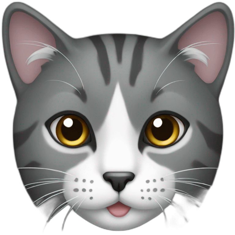 one cat dark grey and white emoji