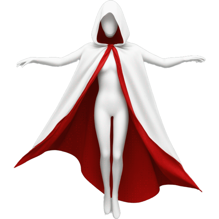 faceless white mannequin flying red cape without hood emoji