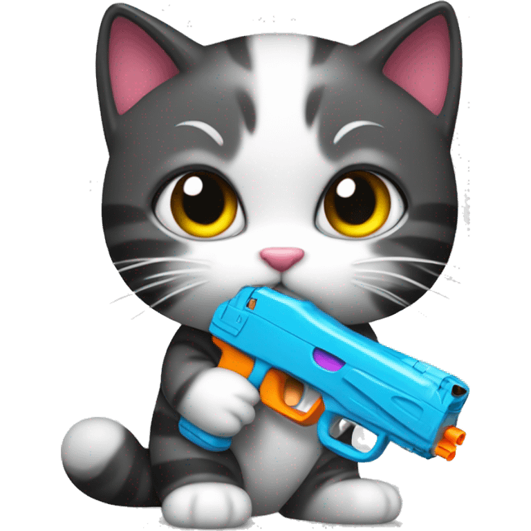 Kitty with watergun emoji