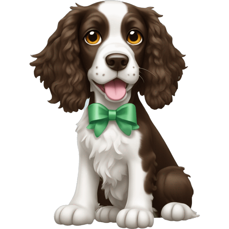 springer spaniel dog with bow emoji