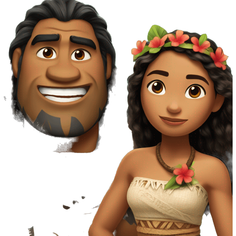 Moana and a Cockrell emoji