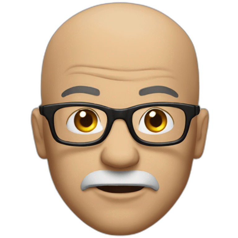 Angry bald man glasses, black leather jacket emoji