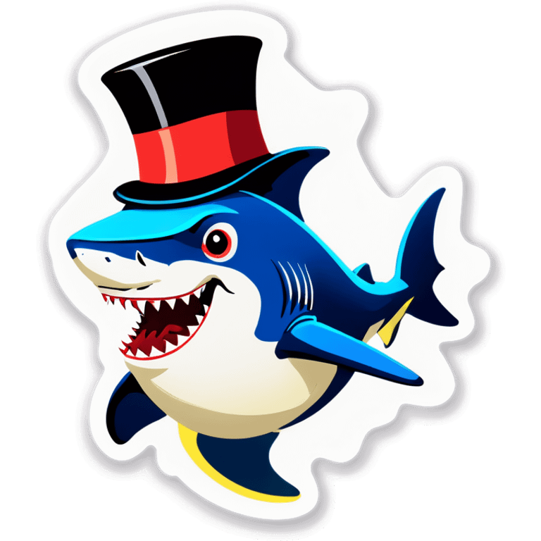 Shark with a top hat emoji