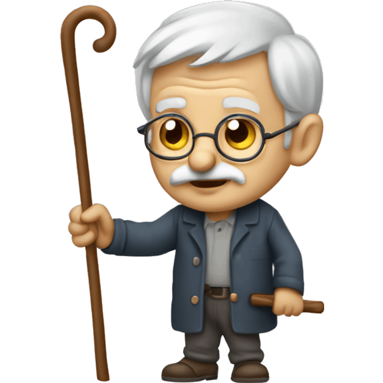 old man with cane and 𓂸 emoji