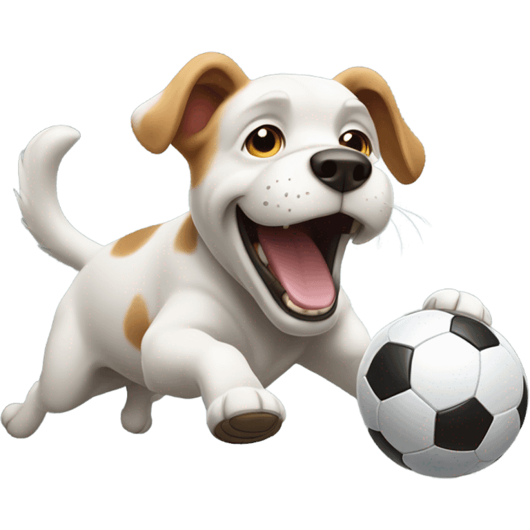 Dog playing soccer emoji