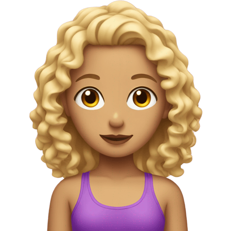 girl with curly blonde hair and a tan swimming in a pool   emoji