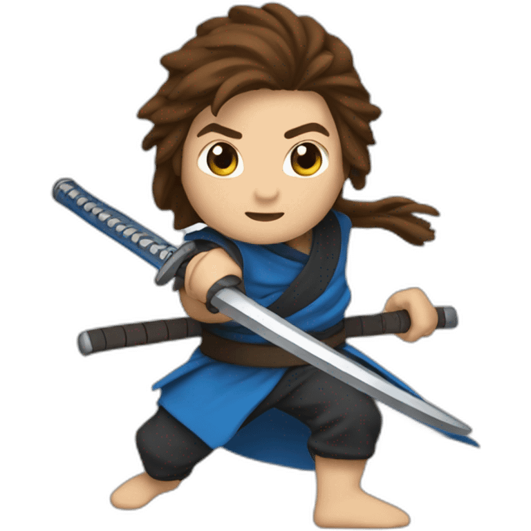 ninja,barefoot,blue-sleeveless-outfit,brown-hair,running,slashing-sword emoji