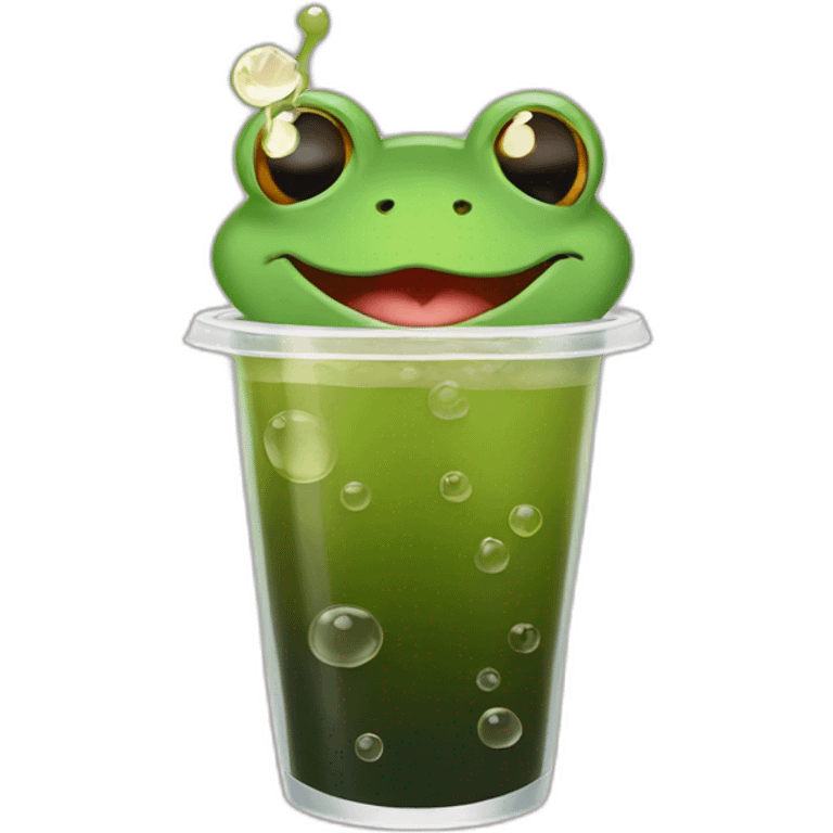 Frog-drink-bubble tea emoji