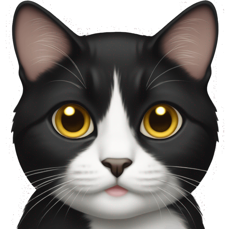 Tuxedo cat with gold eyes and mostly black face emoji