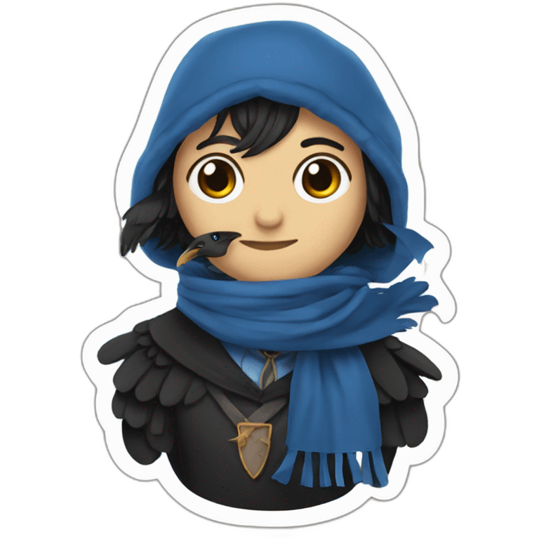 Ravenclaw raven with scarf hogwarts emoji