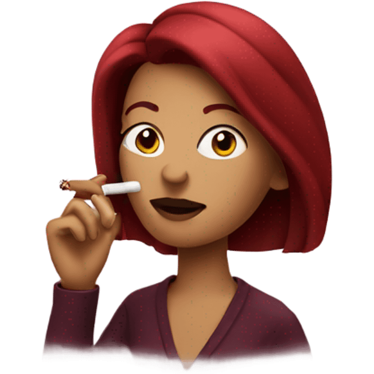 burgundy haired woman smoking emoji