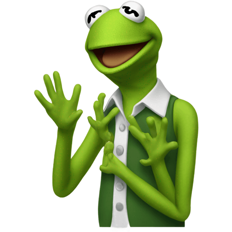 kermit throwing up C's with his hands emoji