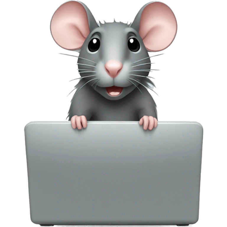 Rat behind computer laptop emoji