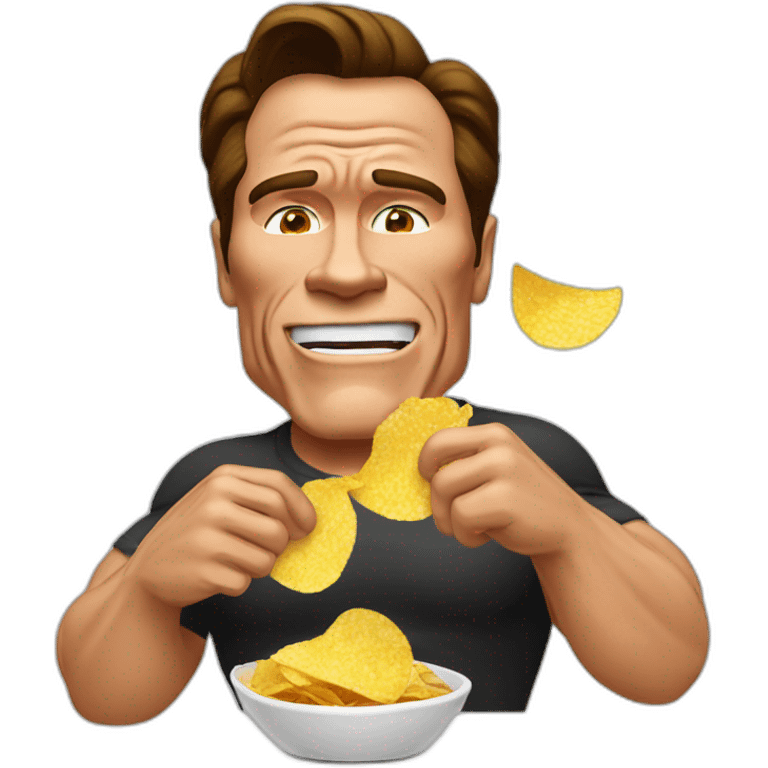 Arnold Schwarzenegger eating potato chips emoji