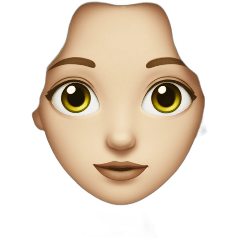 white woman with green eyes and wavy medium dark hair and big eyes with long eyelashes emoji