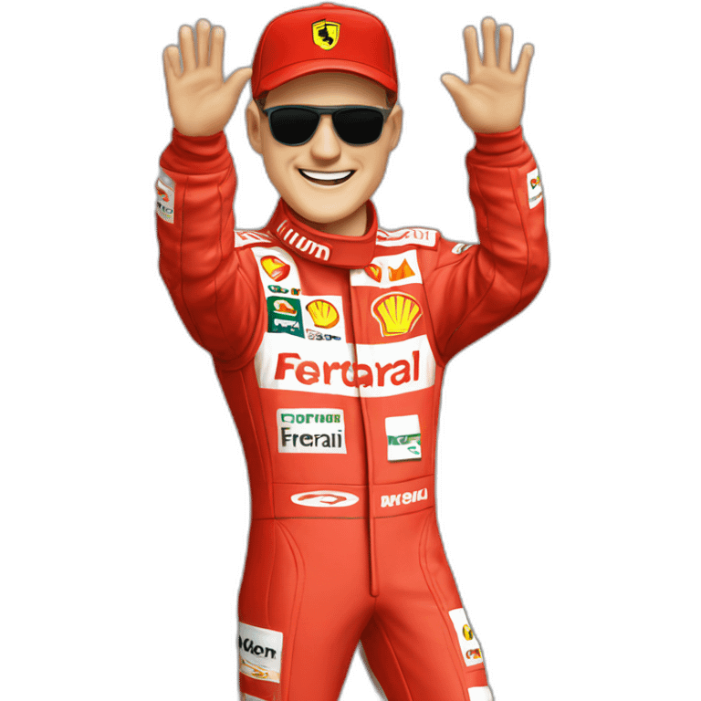 Michael Schumacher Ferrari suit waving emoji