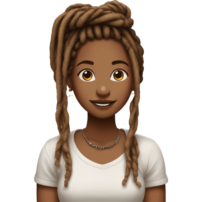 Pretty girl with brown ombré dread locs emoji