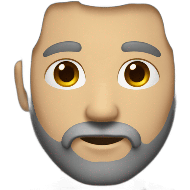 un homme avec une barbe courte grise chauve emoji