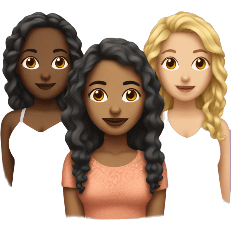 Three girlfriends, Mexican, Black and Mixed race emoji