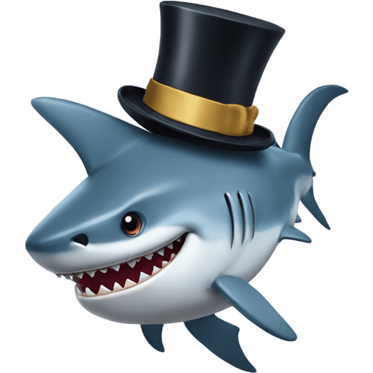 Shark with a top hat emoji