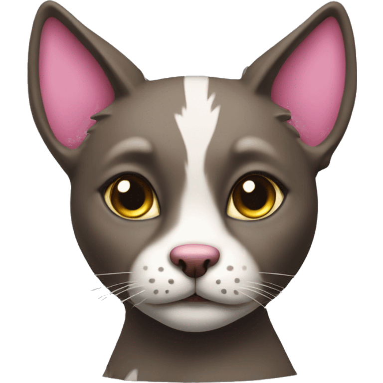 Mongrel cat with pink nose, dark coloured  emoji