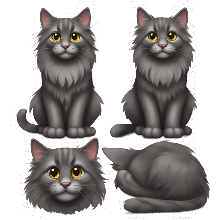 Dark grey Maine coon cat emoji