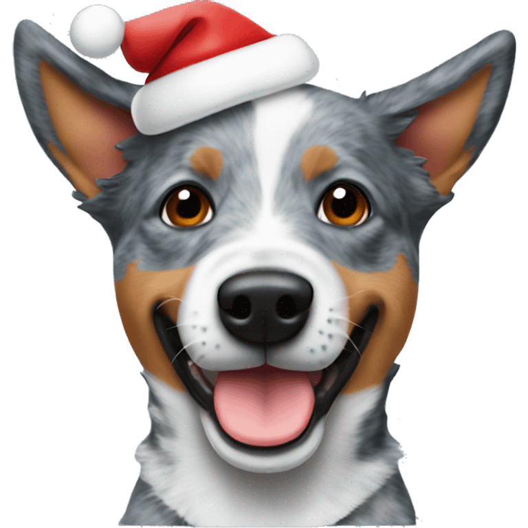 blue heeler wear a christmas hat emoji