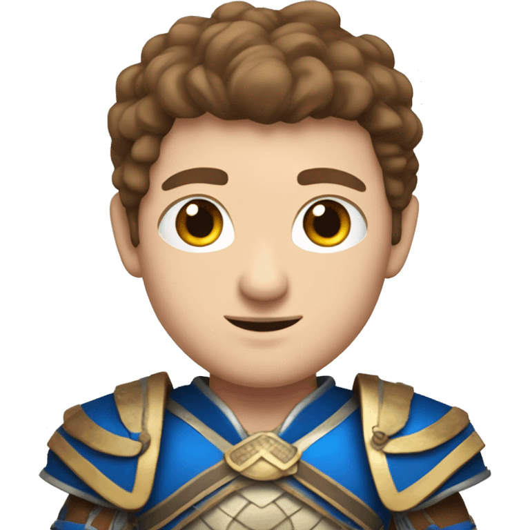 British white male with brown hair and blue eyes wearing a Mongolian warrior outfit emoji