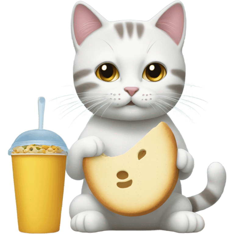 un chat qui mange emoji