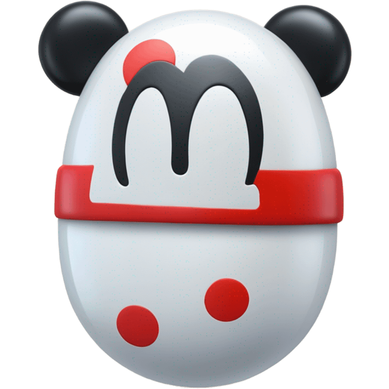 Very shiny full body pill capsule head with puffy body and welcoming waving Mickey Mouse arms braun Japanese inspired Anpanman with big boots and antennae red and white colors only emoji