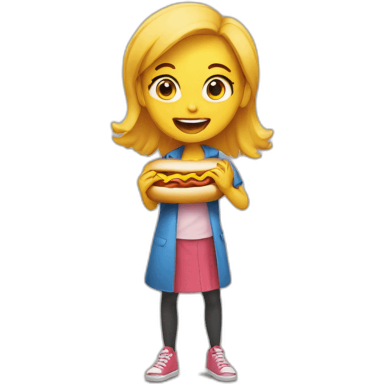 girl eating hotdog emoji