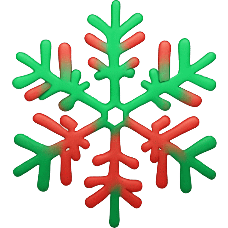 snowflake, red and green colors emoji