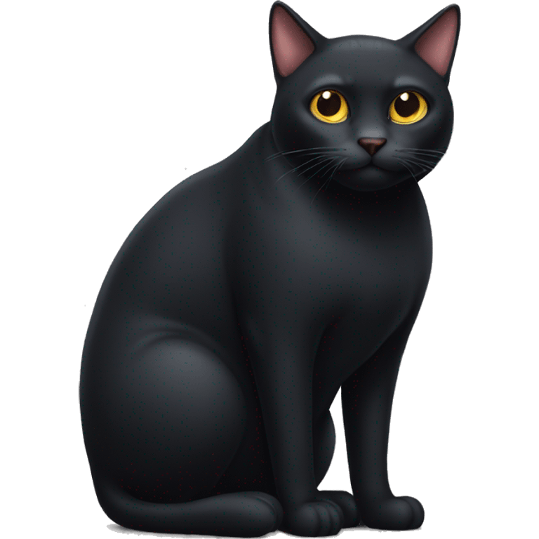 Huge black cat with fat body with small head emoji