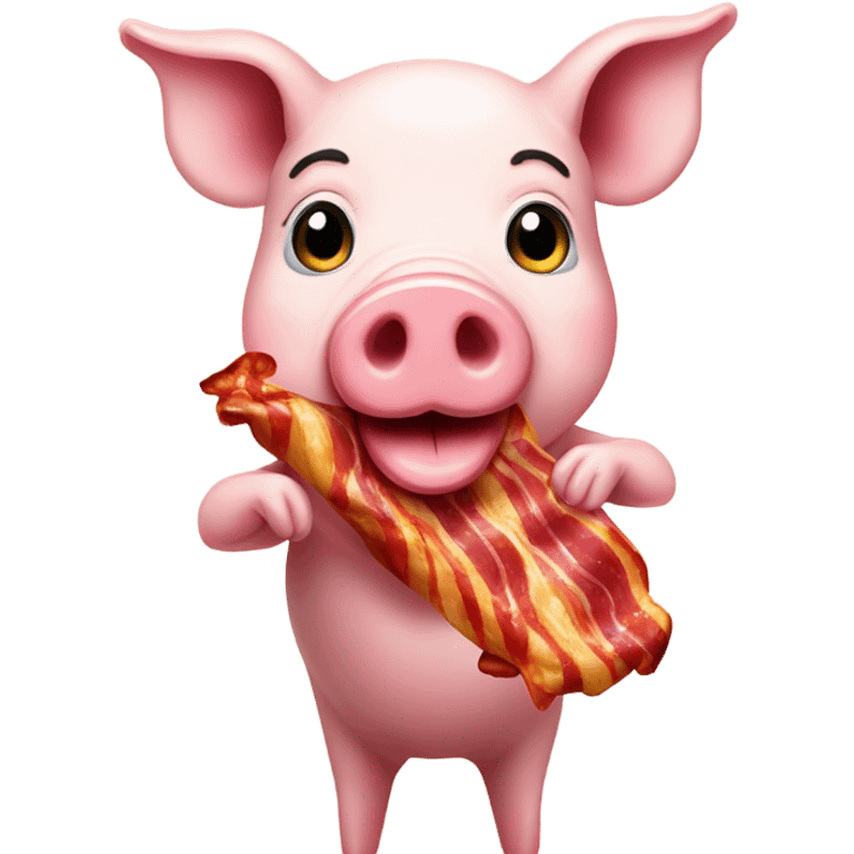 Pig wearing a dress while eating bacon emoji