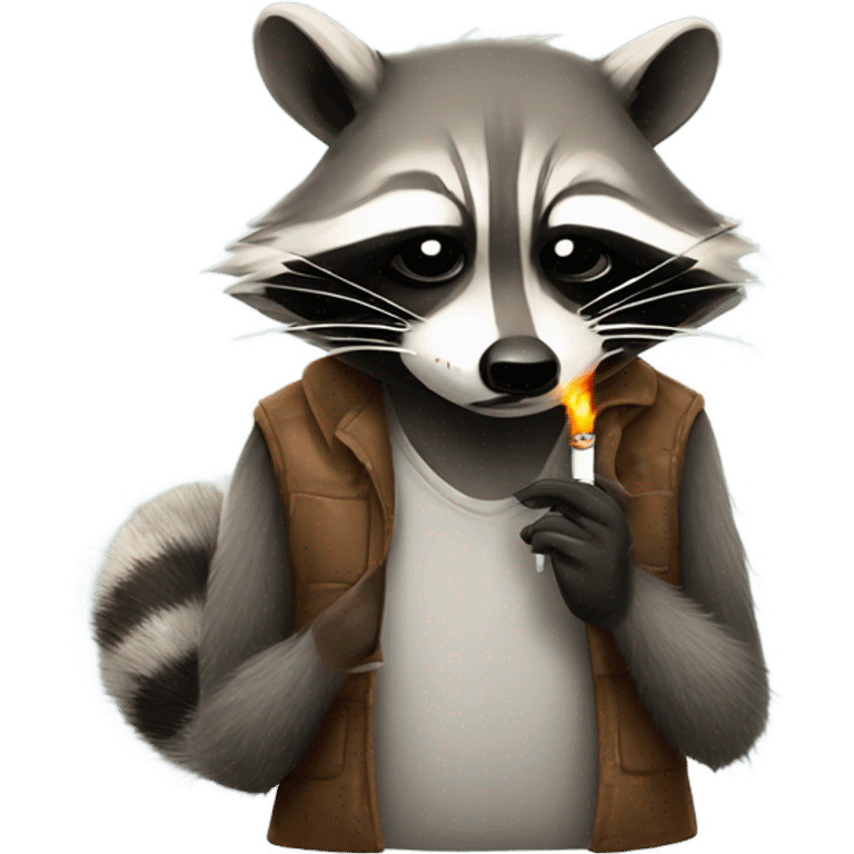 Tired Raccoon smoking a cigarette emoji