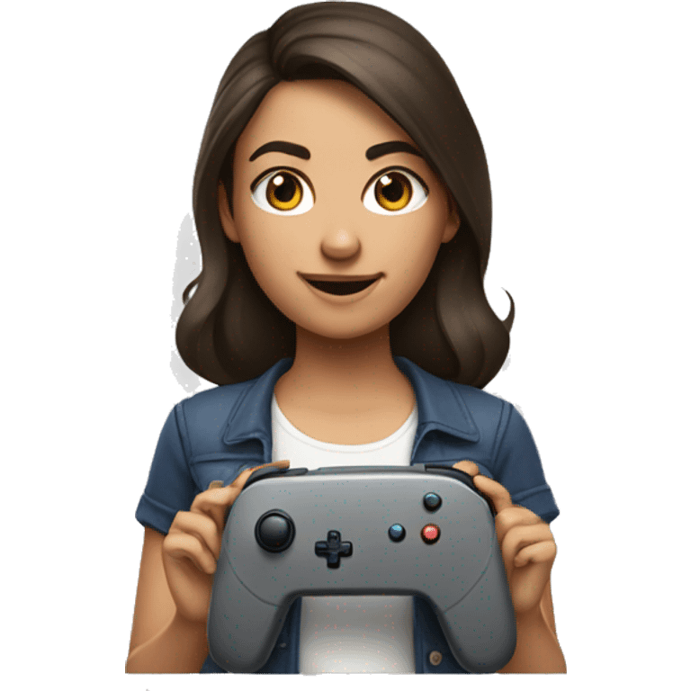 With, brunette girl, with a Nintendo switch controller emoji