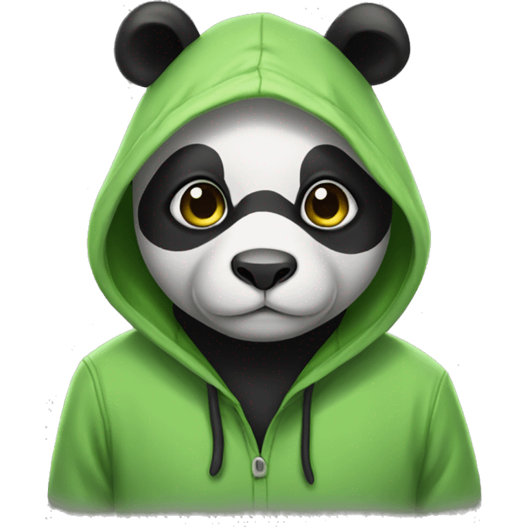 panda wearing frog hoodie emoji