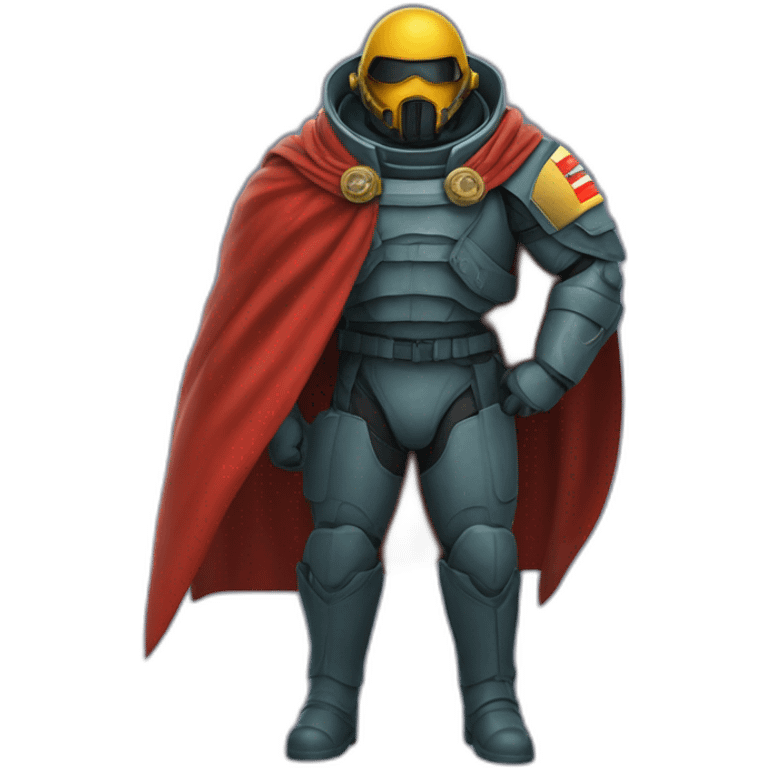 helldiver marine with cape holding a flag of super earth emoji