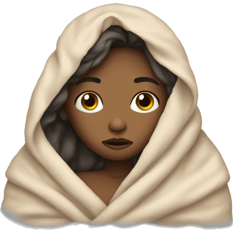 The sad girl wrapped herself in a blanket emoji