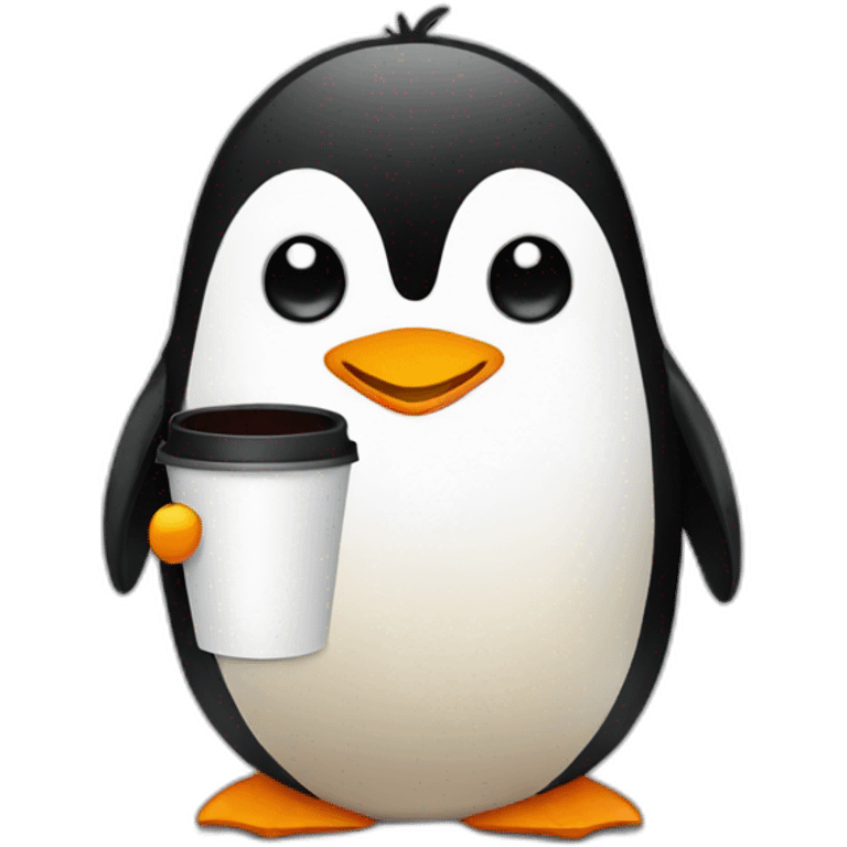 Penguin with coffee emoji