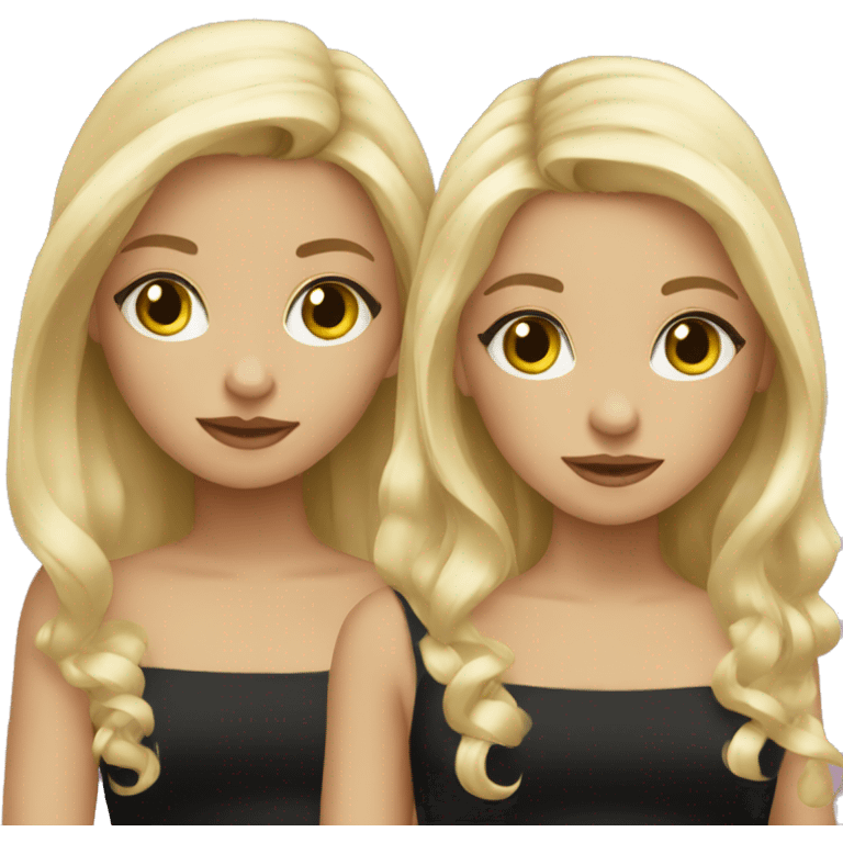 twin girls in black dresses with blond hair emoji