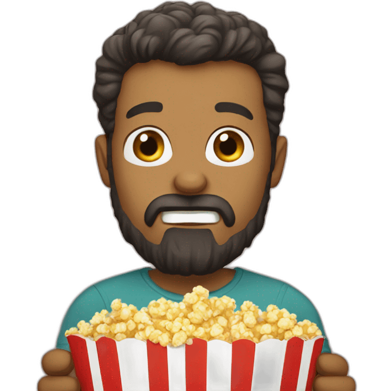 Bearded man eating popcorn emoji