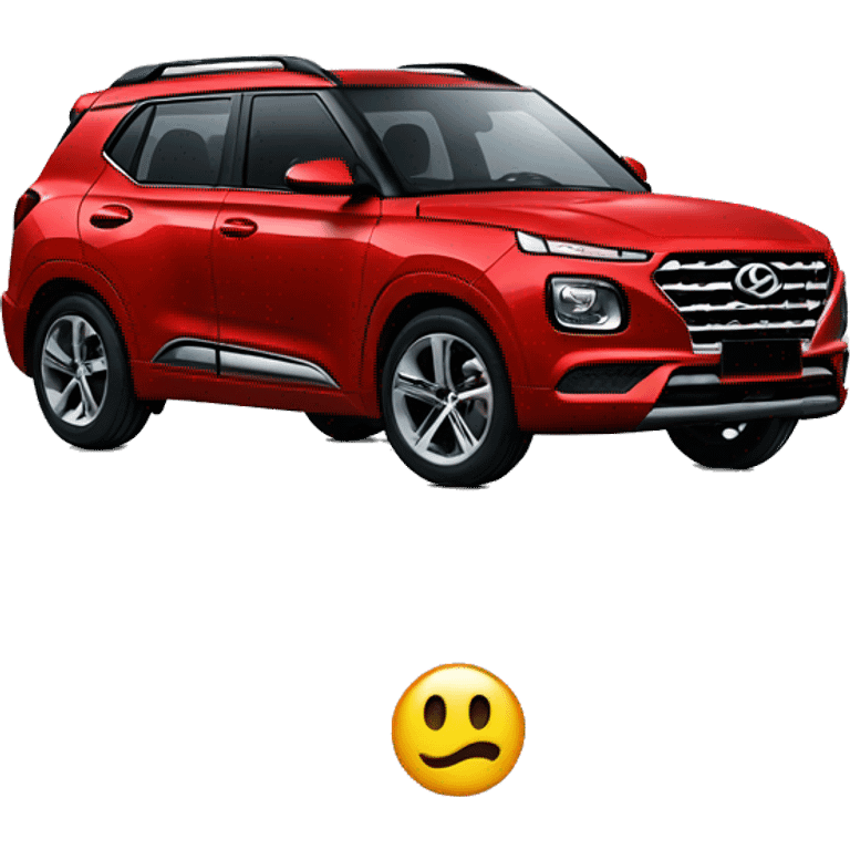 Red Hyundai Venue with “swangas” on the wheels emoji