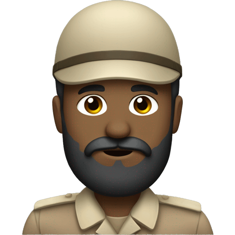 a soilder saluteing with a brown mustache and a short black beard emoji