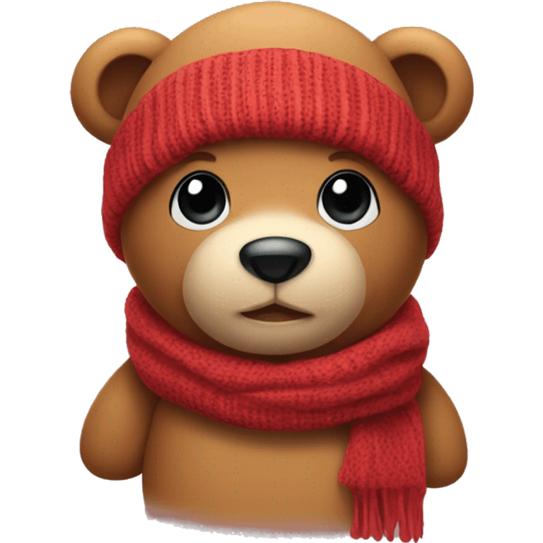 Teddy bear with beanie and scarf emoji