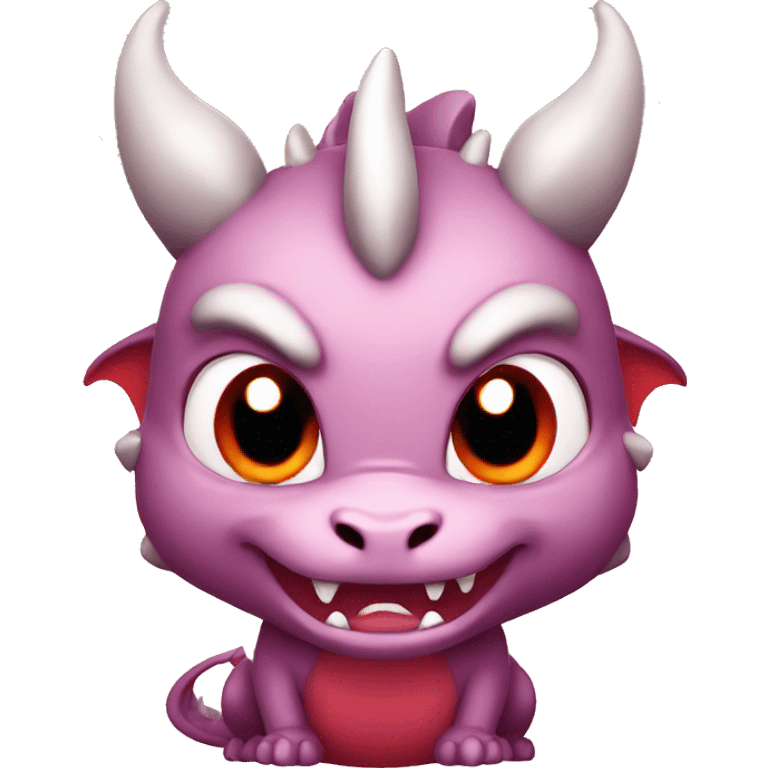 cute red dragon angry expression, chibi emoji