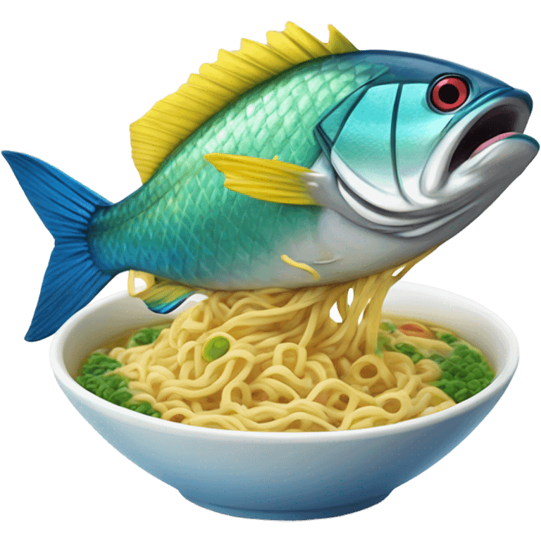 a mahi fish eating ramen emoji