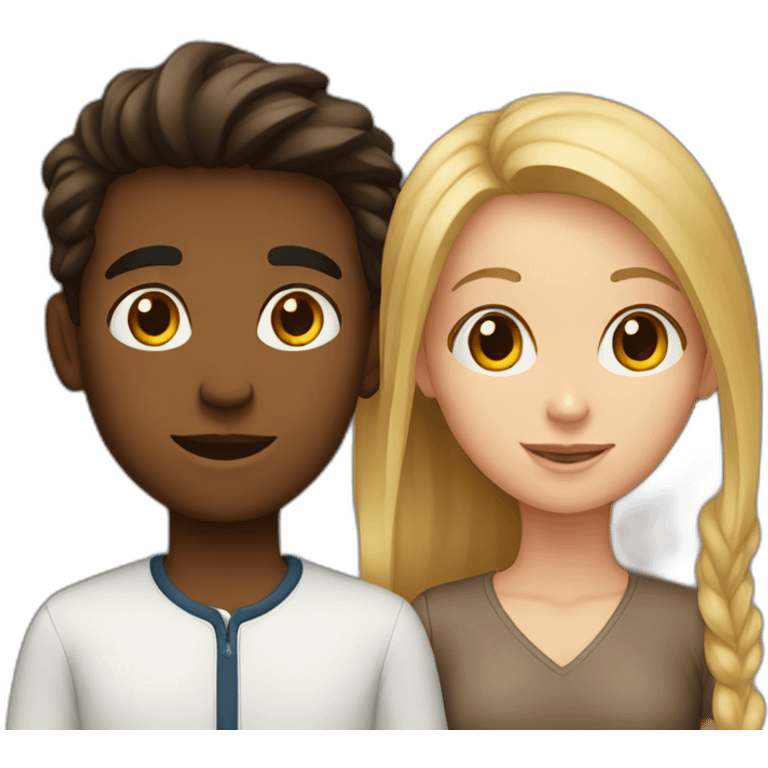 brown boy and white girl emoji