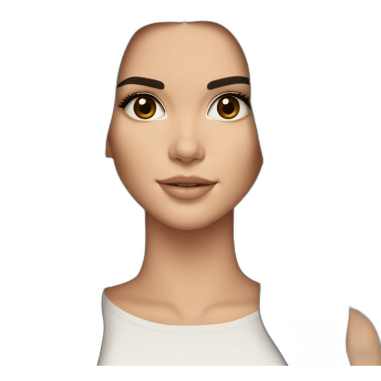 brunette Kendall Jenner with long hair with iPad emoji