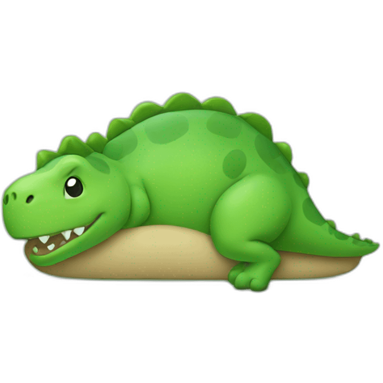 A green dinosaur sleeping emoji